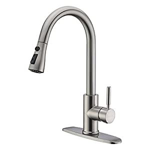 Single Handle Brushed Nickel Pull out Kitchen Faucet